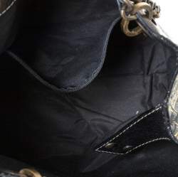 Pre Owned Carolina Herrera Black/Gold Monogram Leather Chain Shoulder Bag