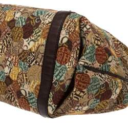 مملوكة مسبقًا Carolina Herrera Multicolor Signature Print Fabric and Leather Hobo