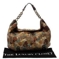 مملوكة مسبقًا Carolina Herrera Multicolor Signature Print Fabric and Leather Hobo