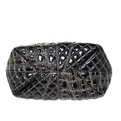 Pre Owned Carolina Herrera Black Monogram Patent Leather Shoulder Bag