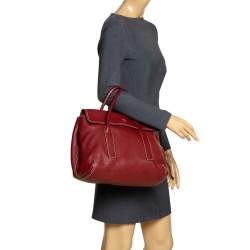 Carolina Herrera Red Leather Flap Satchel