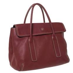 Carolina Herrera Red Leather Flap Satchel