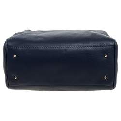 Pre Owned Carolina Herrera Navy Blue Leather Charm Tote