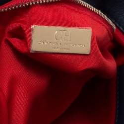 Pre Owned Carolina Herrera Navy Blue Leather Charm Tote