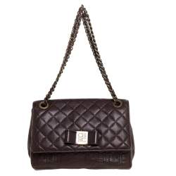 مملوكة مسبقًا CH Carolina Herrera Dark Brown Leather Bow Shoulder Bag