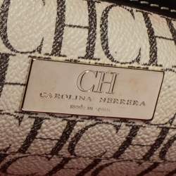 Pre Owned حقيبة يد سي أتش كارولينا هيريرا شوبر بلاستيك مشمع مونوغرامي بني و بيج
