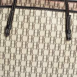 Pre Owned حقيبة يد سي أتش كارولينا هيريرا شوبر بلاستيك مشمع مونوغرامي بني و بيج