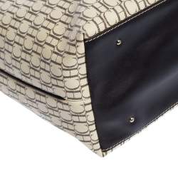 Pre Owned حقيبة يد سي أتش كارولينا هيريرا شوبر بلاستيك مشمع مونوغرامي بني و بيج