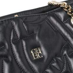 مملوكة مسبقًا حقيبة يد سي أتش كارولينا هيريرا شوبر جلد مبطنة سوداء