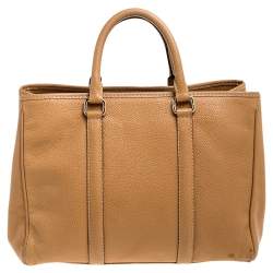 Pre Owned Carolina Herrera Beige Pebbled Leather Medium Matteo Tote