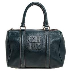 Pre Owned Carolina Herrera Green Monogram Leather Andy Boston Bag