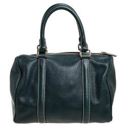 Pre Owned Carolina Herrera Green Monogram Leather Andy Boston Bag