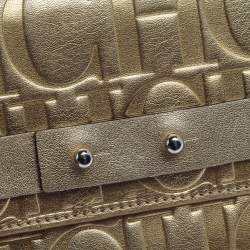 مملوكة مسبقًا Carolina Herrera Metallic Gold Monogram Leather Trifold Wallet
