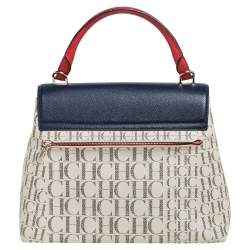 Pre Owned حقيبة كارولينا هيريرا يد علوية كنفاس مونوغرامي و جلد متعدد الألوان