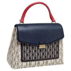 Pre Owned حقيبة كارولينا هيريرا يد علوية كنفاس مونوغرامي و جلد متعدد الألوان