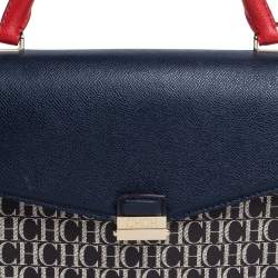 Pre Owned حقيبة كارولينا هيريرا يد علوية كنفاس مونوغرامي و جلد متعدد الألوان