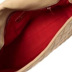 Pre Owned CH Carolina Herrera Beige Quilted Leather Shoulder Bag