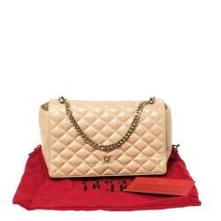 Pre Owned CH Carolina Herrera Beige Quilted Leather Shoulder Bag