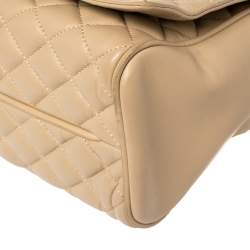 Pre Owned CH Carolina Herrera Beige Quilted Leather Shoulder Bag