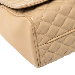 Pre Owned CH Carolina Herrera Beige Quilted Leather Shoulder Bag