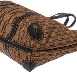 Pre Owned Carolina Herrera Brown Canvas and Leather Monogram Shopper Tote