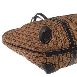 Pre Owned Carolina Herrera Brown Canvas and Leather Monogram Shopper Tote
