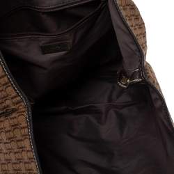 Pre Owned Carolina Herrera Brown Canvas and Leather Monogram Shopper Tote