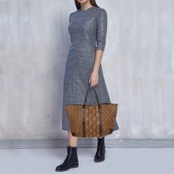 Pre Owned Carolina Herrera Brown Canvas and Leather Monogram Shopper Tote