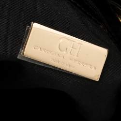 Pre Owned Carolina Herrera Black Embossed Monogram Patent Leather Chain Tote