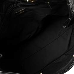 Pre Owned Carolina Herrera Black Embossed Monogram Patent Leather Chain Tote