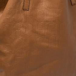 Pre Owned Carolina Herrera Brown Monogram Leather Matryoshka Tote