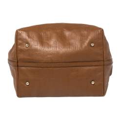 Pre Owned Carolina Herrera Brown Monogram Leather Matryoshka Tote