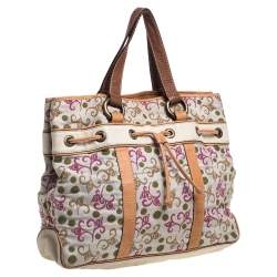 CH Carolina Herrera Multicolor Embroidered Fabric and Leather Trim Tote