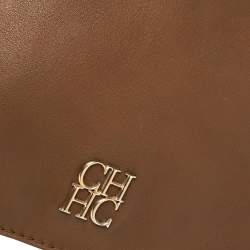 Pre Owned Carolina Herrera Brown Leather Flap Shoulder Bag
