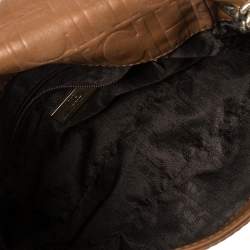 Pre Owned Carolina Herrera Brown Leather Flap Shoulder Bag