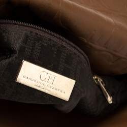 Pre Owned Carolina Herrera Brown Leather Flap Shoulder Bag