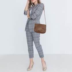 Pre Owned Carolina Herrera Brown Leather Flap Shoulder Bag