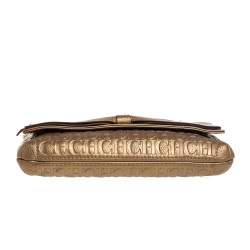 Pre Owned حقيبة كتف كارولينا هيريرا أودري جلد مونوغرامية ذهبية