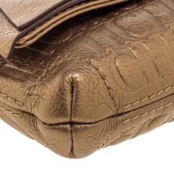 Pre Owned حقيبة كتف كارولينا هيريرا أودري جلد مونوغرامية ذهبية