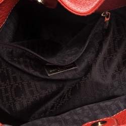 Pre Owned Carolina Herrera Red Grain Leather Hobo