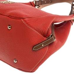 Pre Owned Carolina Herrera Red Grain Leather Hobo