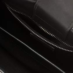 Pre Owned CH Carolina Herrera Silver/Black Patent Leather Crystal Embellished Mini Duchess Tote