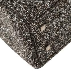 Pre Owned CH Carolina Herrera Silver/Black Patent Leather Crystal Embellished Mini Duchess Tote