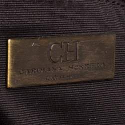 Pre Owned حقيبة يد كارولينا هيريرا يد سلسلة جلد مونوغرامية ذهبي منقوش