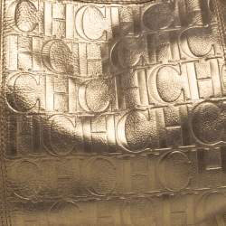 Pre Owned حقيبة يد كارولينا هيريرا يد سلسلة جلد مونوغرامية ذهبي منقوش