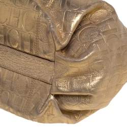 Pre Owned حقيبة يد كارولينا هيريرا يد سلسلة جلد مونوغرامية ذهبي منقوش