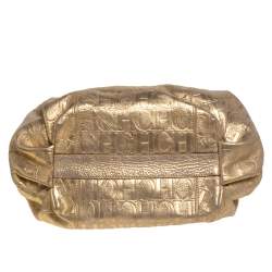 Pre Owned حقيبة يد كارولينا هيريرا يد سلسلة جلد مونوغرامية ذهبي منقوش