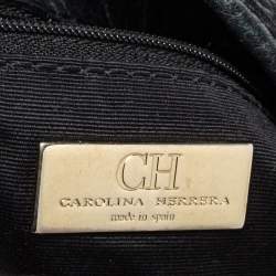 Pre Owned حقيبة يد كارولينا هيريرا بوبي جلد مونوغرامي أسود