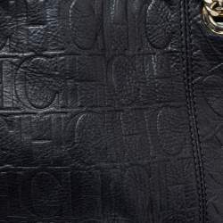 Pre Owned حقيبة يد كارولينا هيريرا بوبي جلد مونوغرامي أسود