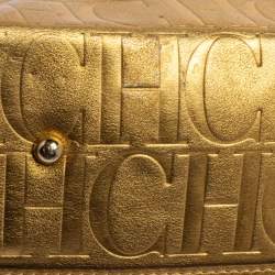 Pre Owned Carolina Herrera Gold Monogram Leather Matryoshka Tote
